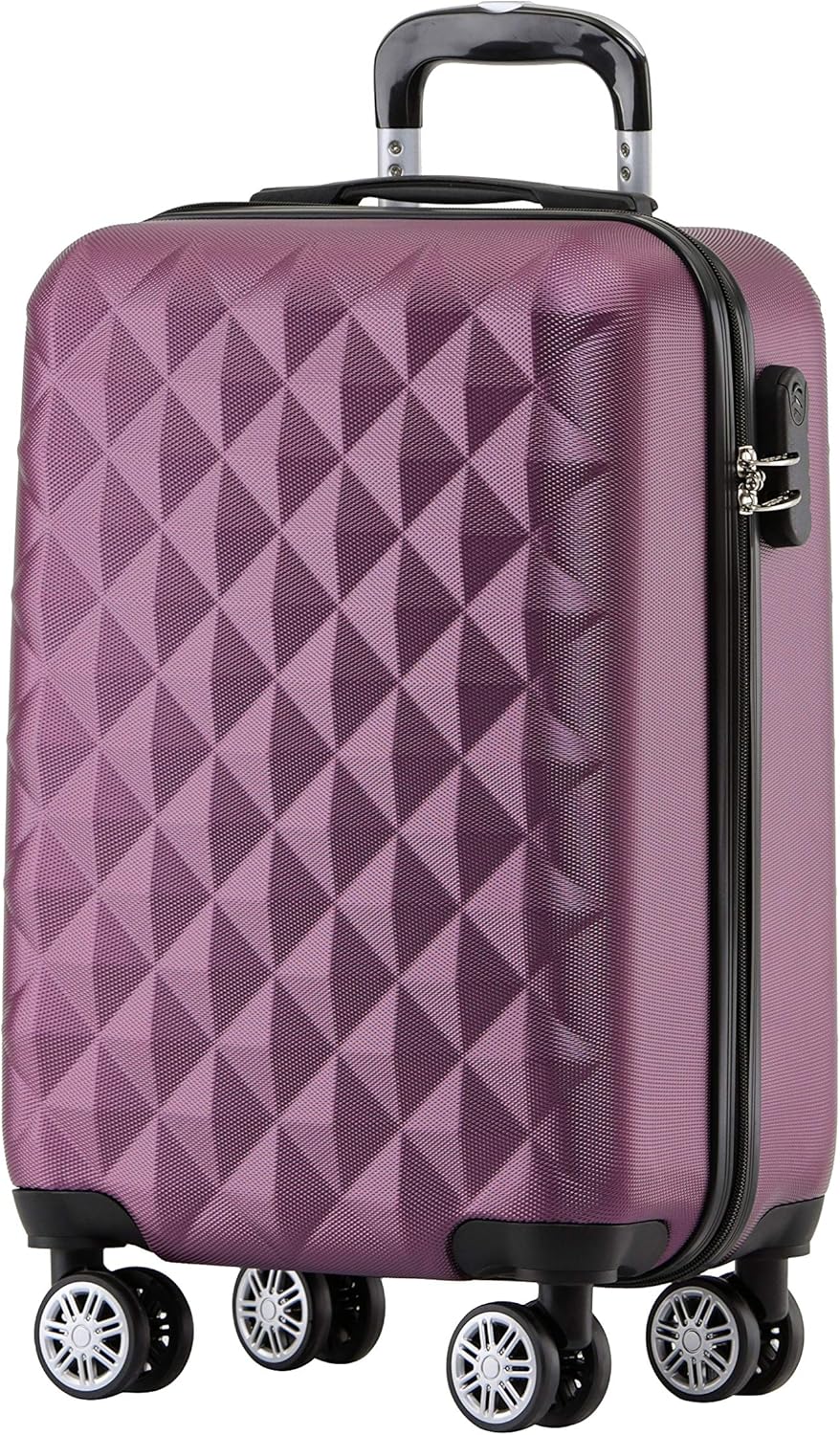 BEIBYE Zwillingsrollen 2066 Hartschale Trolley Koffer Reisekoffer Gepäck M-L-XL-Set (Violett, M) Vio