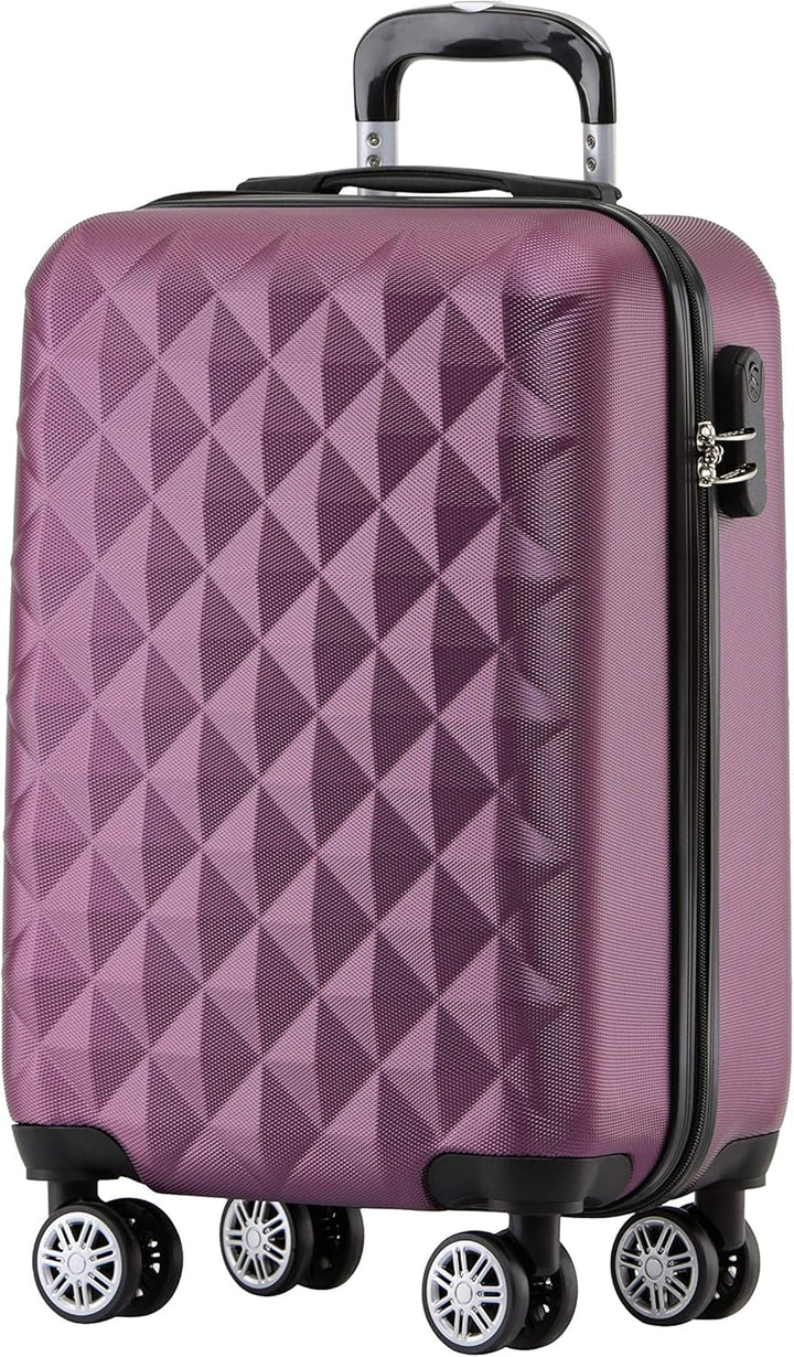 BEIBYE Zwillingsrollen 2066 Hartschale Trolley Koffer Reisekoffer Gepäck M-L-XL-Set (Violett, M) Vio