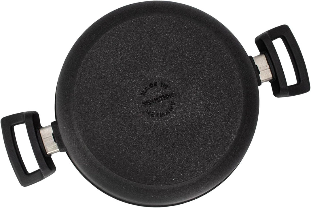 Eurolux Guss-Topf Ø 24 cm Induktion - ca. 4,5 Liter - Kleiner Flacher Universal-Koch-Topf Aluguss mi
