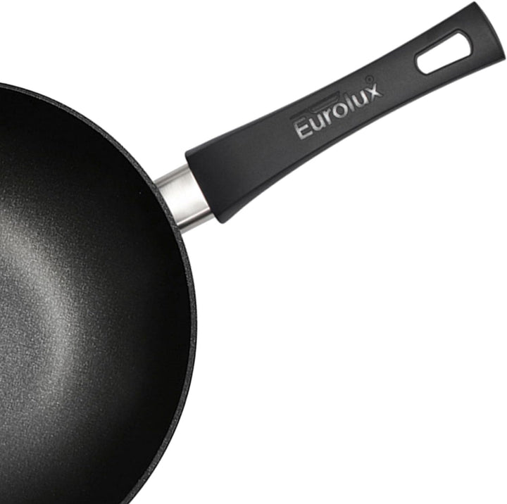 Eurolux Wok Induktion Ø 30 cm - grosse leichte induktionsgeeignete Guss-Wok-Pfanne antihaftbeschicht