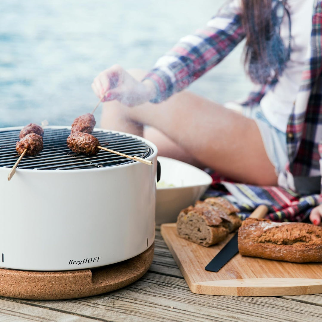 BergHoff Tischgrill Leo (Holzkohlegrill tragbar, Camping Grill inkl. Zubehör, Tragbarer Reisegrill k