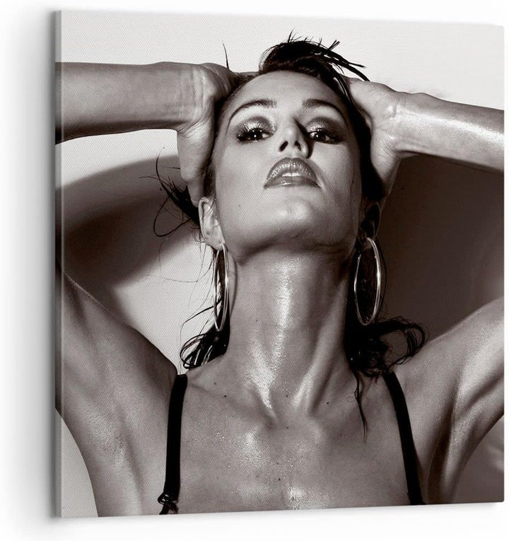 ARTTOR Bilder auf Leinwand Frau Eleganz Sommer nass Leinwandbild 60x60cm Wandbilder Dekoration Wohnz