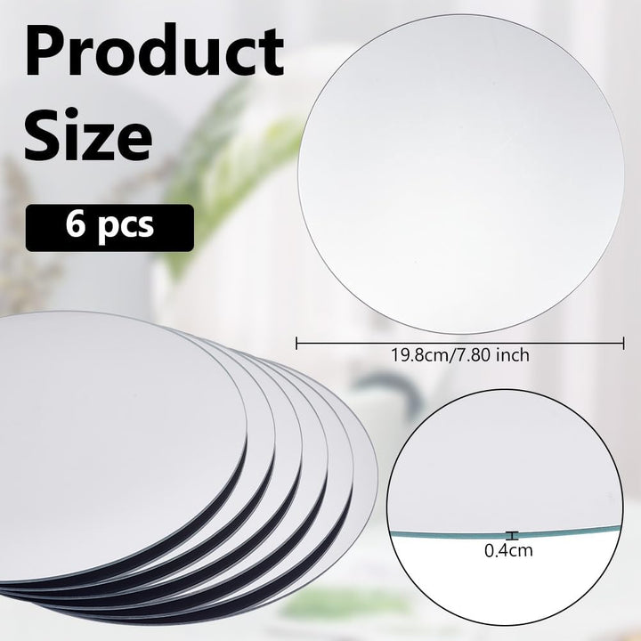 OLYCRAFT 6 Stück 20cm Runder Spiegelteller Platte Glas Runde Spiegel Tabletts Kerze Platten Kreis Sp