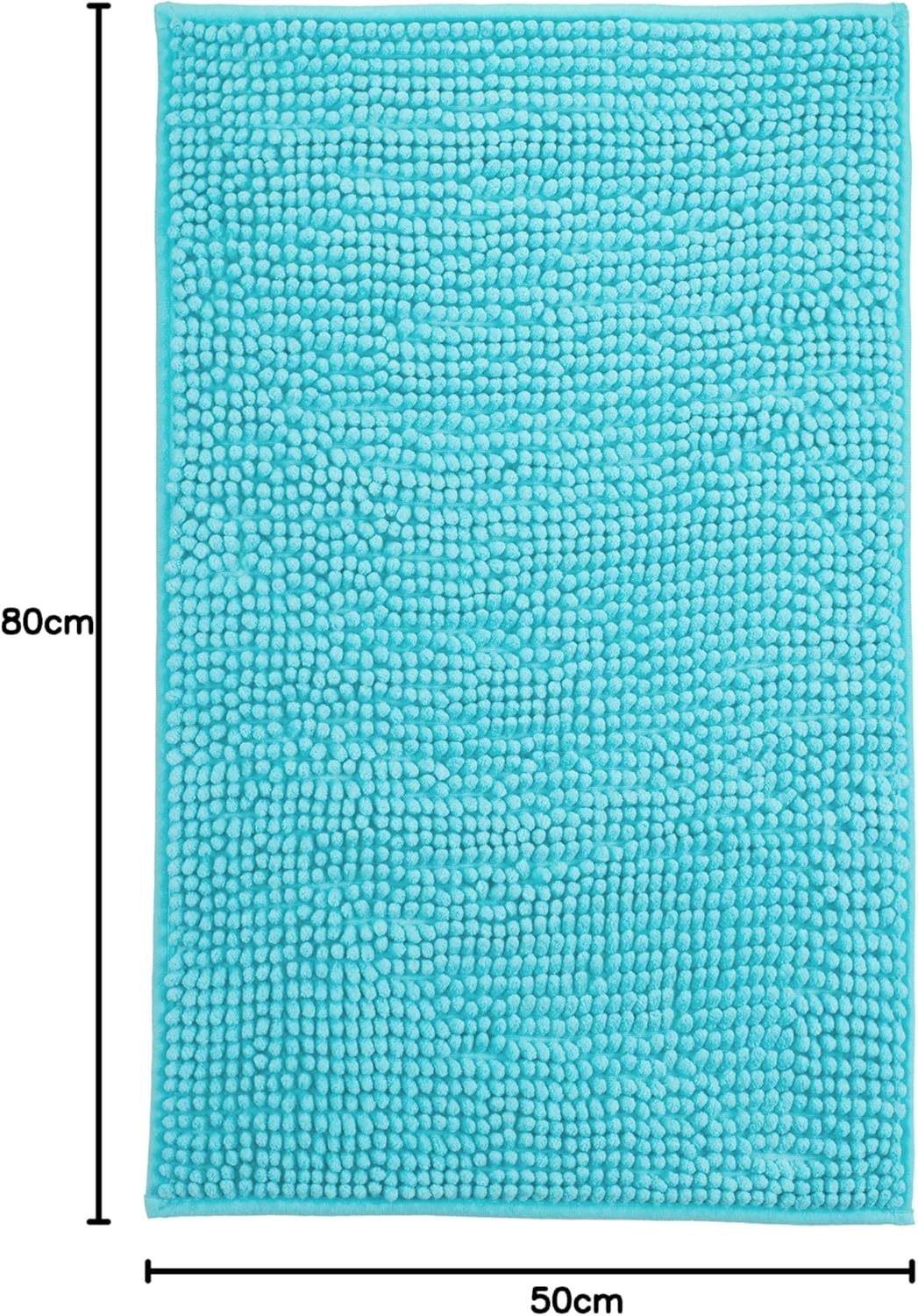 Brandsseller Moderne Chenille Badmatte Duschmatte Badeteppich im Shaggy Style (50x80 cm, Aqua) 50x80