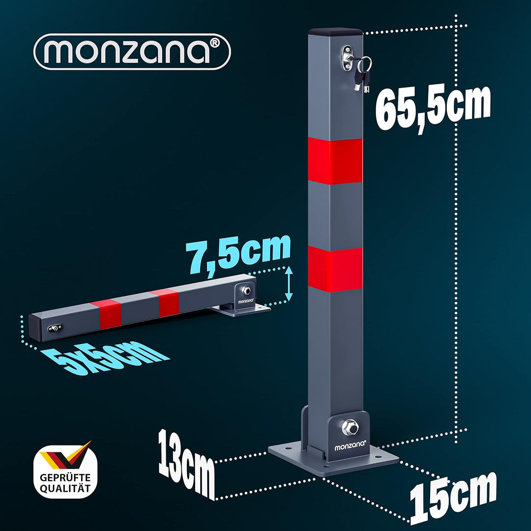 DEUBA® 3x Parkpfosten Parkplatzsperre 3 Schlüssel Sperrpfosten klappbar Stahl Robust Standfuss Stabi