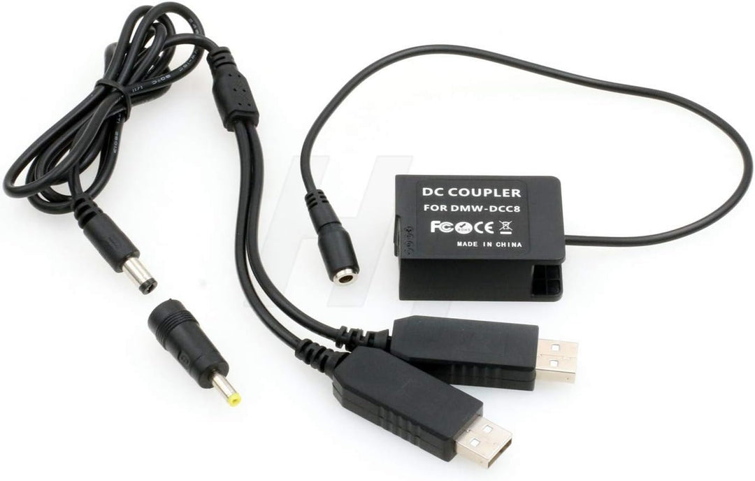 Dual USB DMW-BLC12 Dummy Akku DMW-DCC8 Netzteil für Panasonic Lumix DSLR G5 G6 G7 Kamera