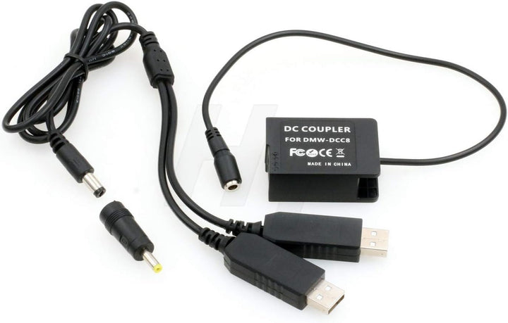 Dual USB DMW-BLC12 Dummy Akku DMW-DCC8 Netzteil für Panasonic Lumix DSLR G5 G6 G7 Kamera