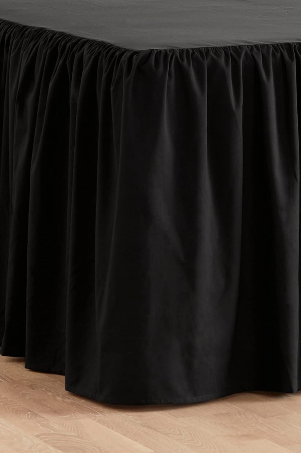 Jotex Zack Volant Betthusse - 100% hochwertige Bio-Baumwolle Bettrock, Höhe 60 cm - Grauschwarz, 140