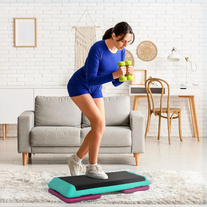 HOMCOM Steppbrett Aerobic Fitness Heimtrainer Stepper höhenverstellbar 10cm/15cm/20cm PVC PP Schwarz