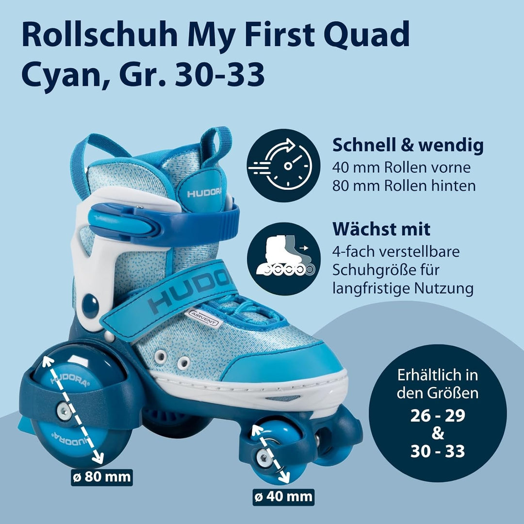 HUDORA Rollschuh My First Quad in versch. Grössen & Farben - hochwertige Rollschuhe für Kinder bis 2