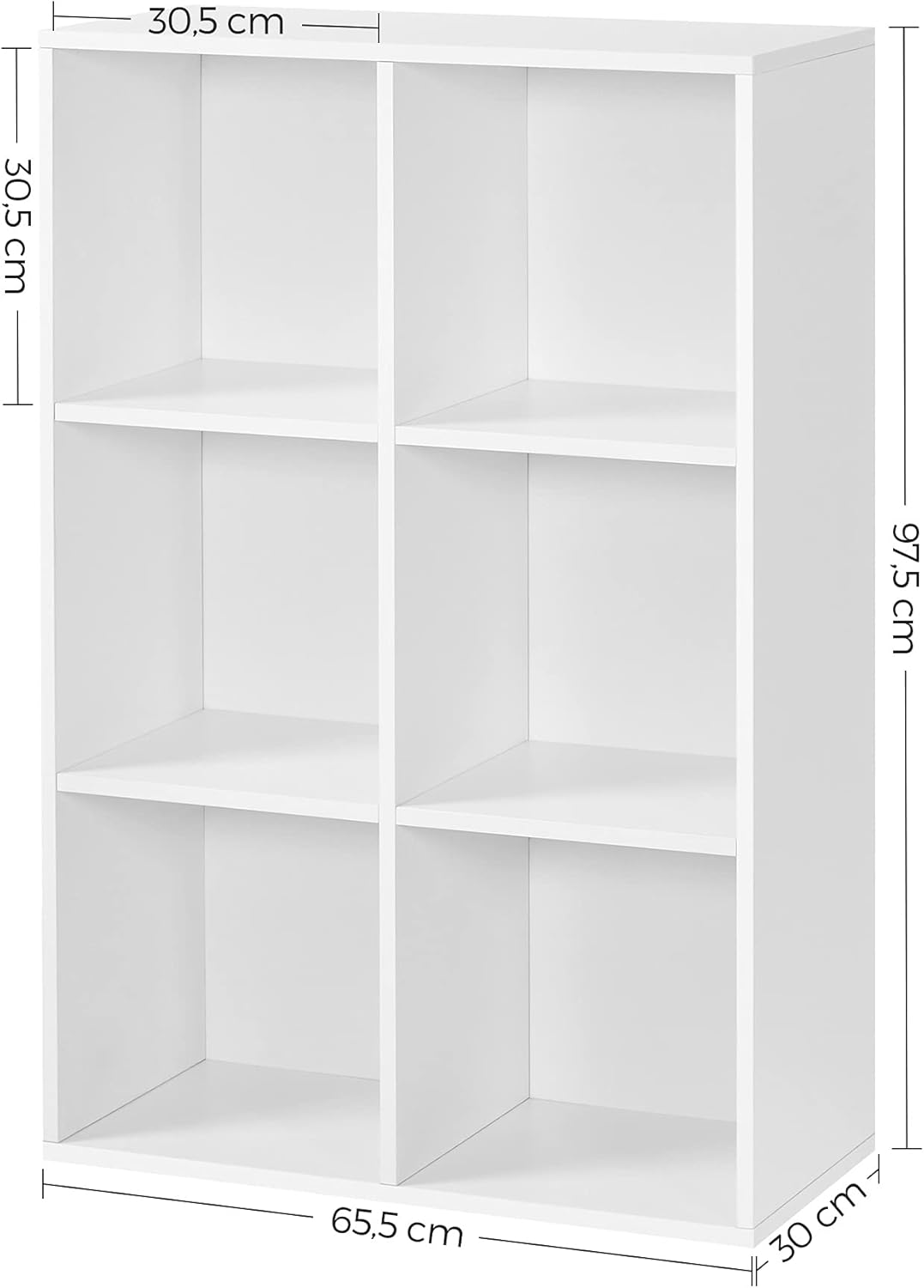 VASAGLE Bücherschrank, Bücherregal, mit 6 Fächern, Büroregal, Würfelregal, Standregal, für Wohnzimme