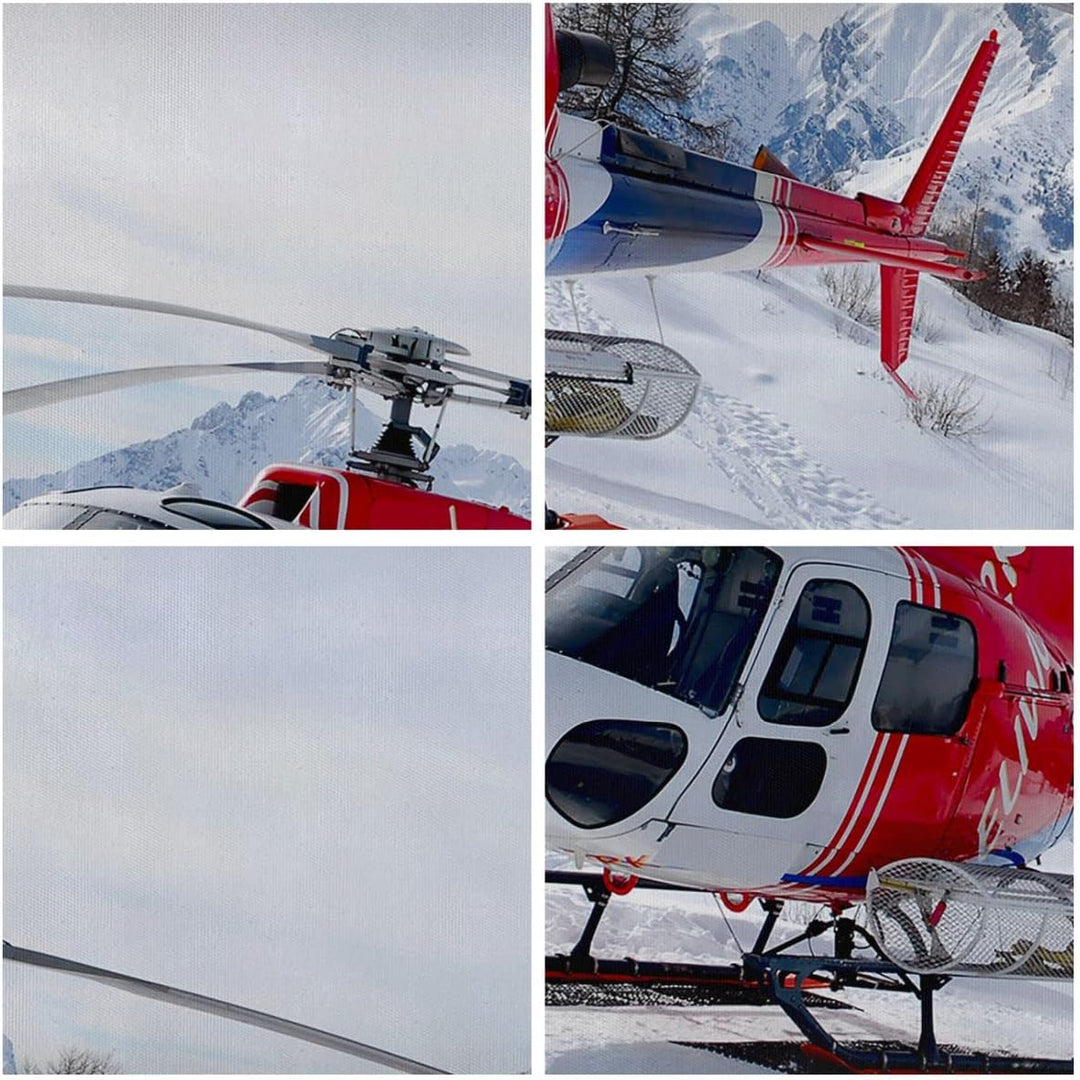 Bilder auf Leinwand 100x70cm Leinwandbild Hubschrauber Berge Gipfel Winter Gross Wanddeko Bild Schla
