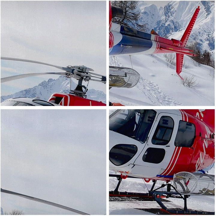 Bilder auf Leinwand 100x70cm Leinwandbild Hubschrauber Berge Gipfel Winter Gross Wanddeko Bild Schla