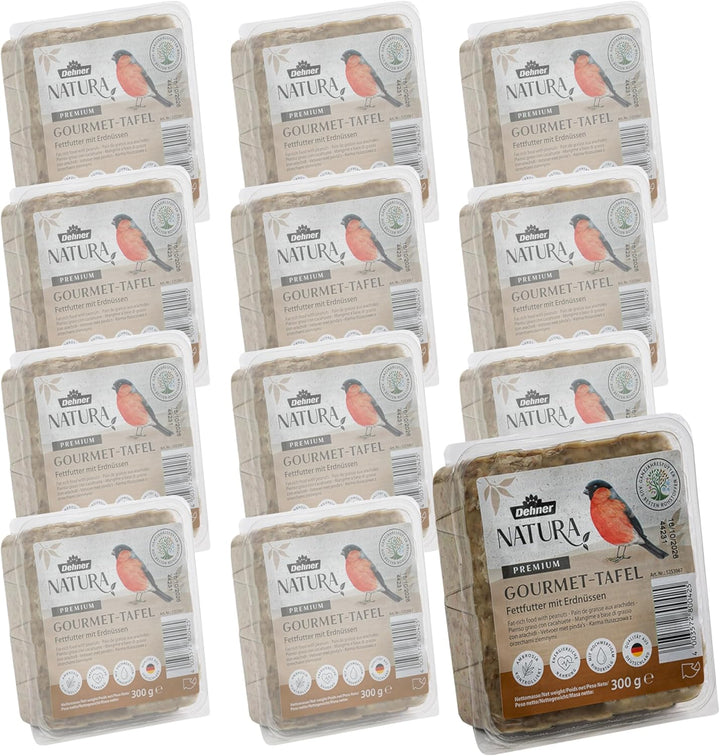 Dehner Natura Wildvogelfutter-Tafeln mit Erdnüssen, 12 x 300 g (3.6 kg) mit Erdnüssen 300 g (12er Pa