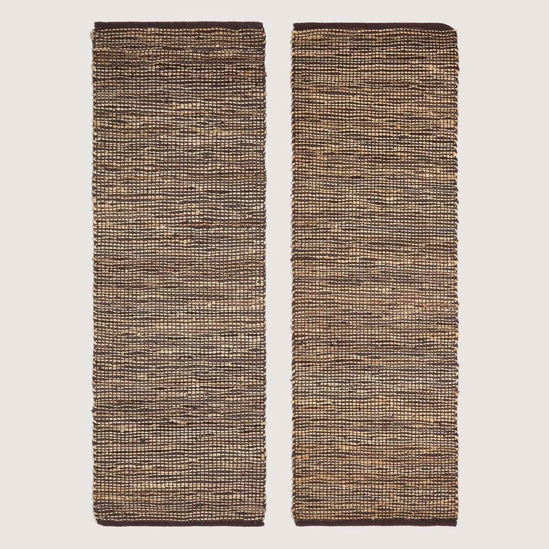 Homescapes Teppich/Läufer Madras aus recyceltem Leder und Hanf, 66 x 200 cm, braun 66 x 200 cm Braun