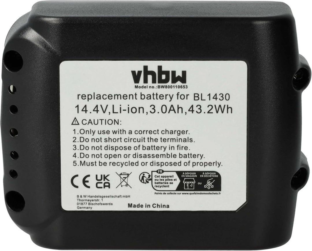 vhbw Akku kompatibel mit Makita HP440DRFX, HR162DRFXW, KP140DRF, DVC340Z, DVR450, DVR450Z Elektrower