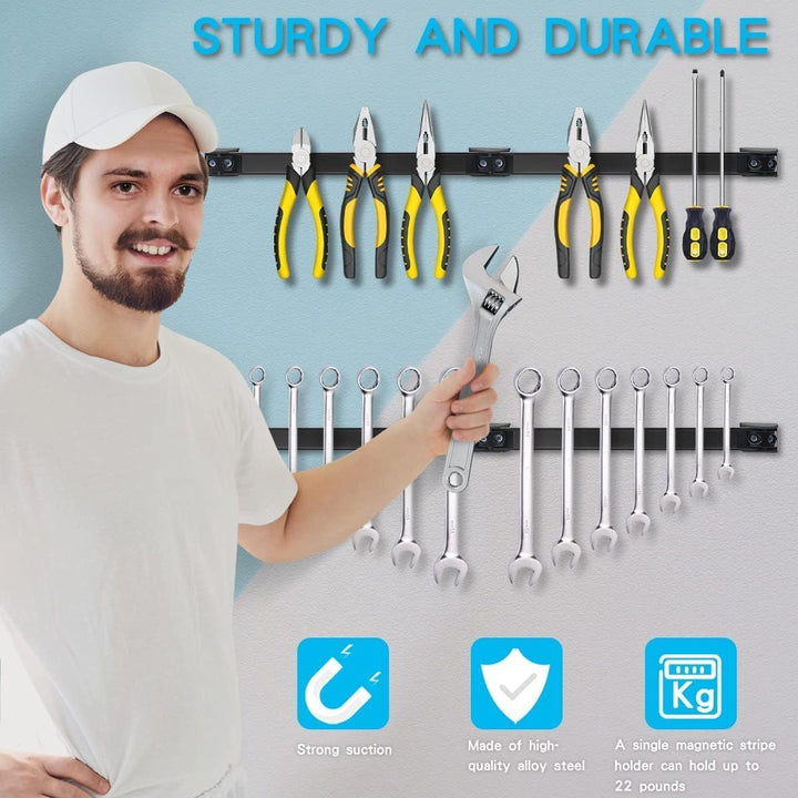 5 Stück Werkzeug Magnetleiste Set 40cm, Stark Magnetschiene Magnetische Werkzeughalter Wand, Magnet