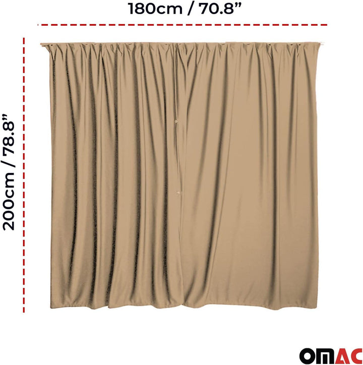 Autogardinen Fahrerhaus Mass Gardinen Camping Sonnenschutz Beige 200x180 200x180 Beige / Autogardine