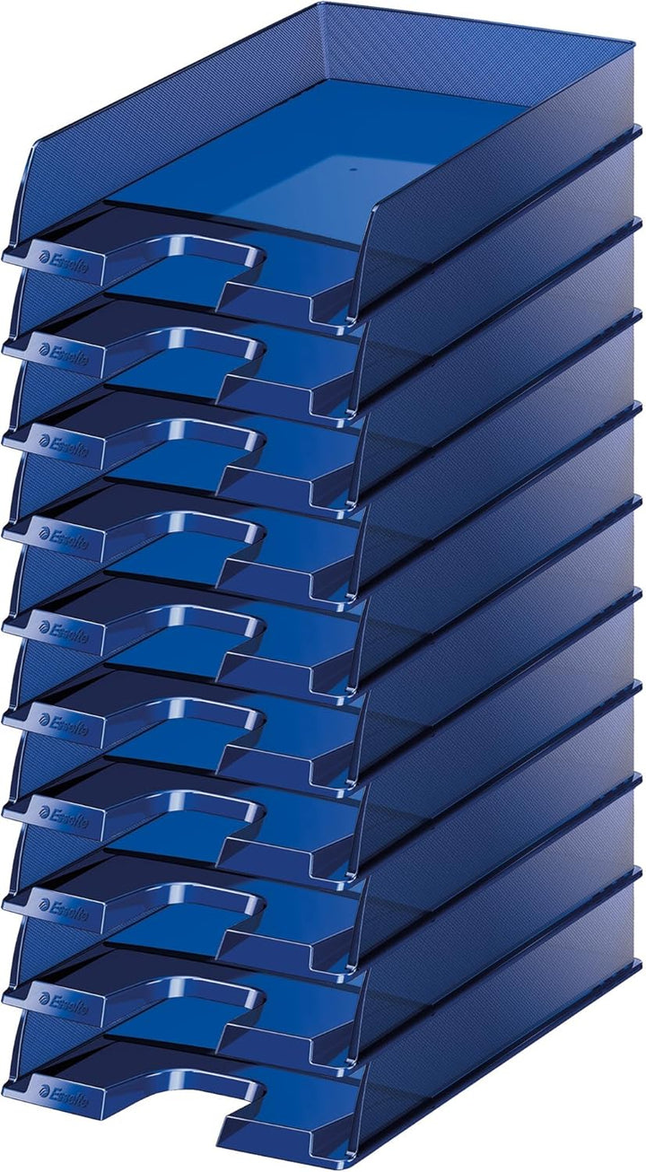 Esselte Briefkorb, A4, 10er Pack, Dunkelblau Transparent, Europost, 623600, Dunkelblau Transparent