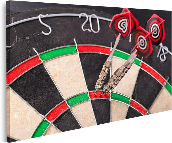 islandburner Bild auf Leinwand Darts Pfeile Bull'S Eye Darting Hobbyraum Hobbykeller Bilder Wandbild