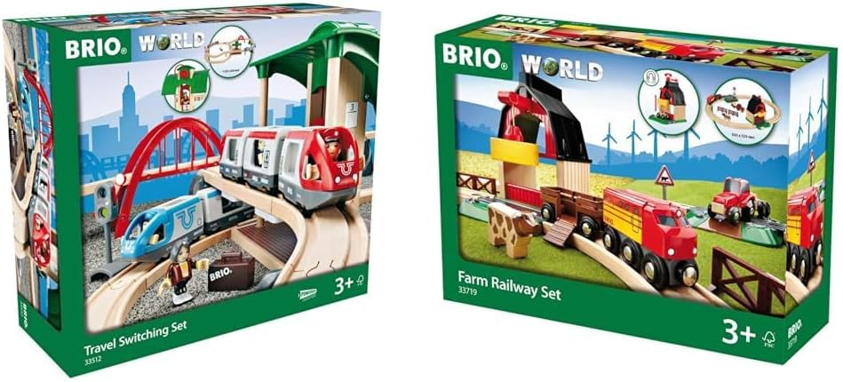 BRIO World 33512 Grosses Bahn Reisezug Set – Eisenbahn mit Bahnhof, Schienen und Figuren & Bahn Baue