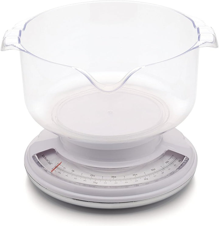 KitchenCraft Mechanische Waage / Analog-Waage mit Tara-Funktion und 2.5 Liter Waagschale, 3 kg, 25 x