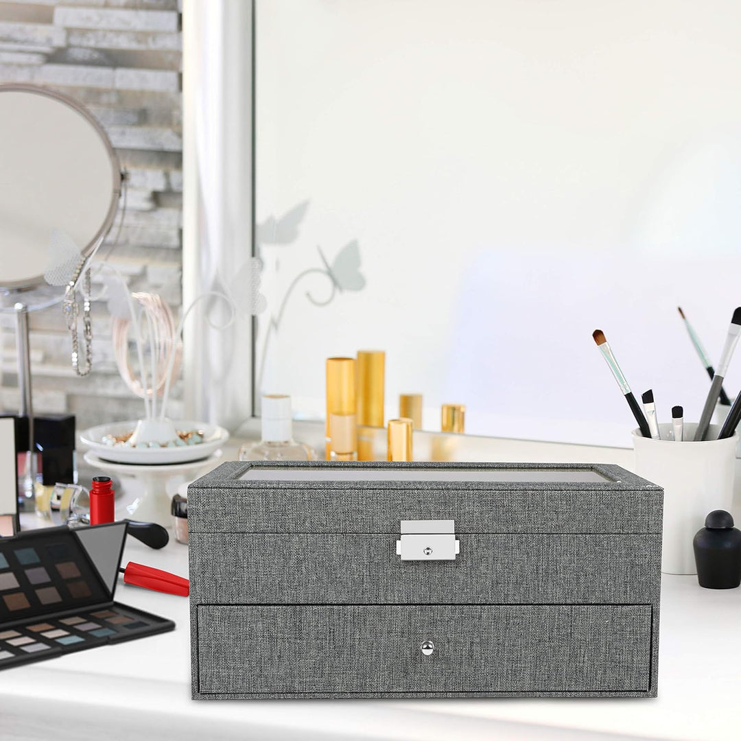 Kurtzy Verschliessbare Sonnenbrillen Aufbewahrungsbox 2 Stufig – Brillen Schatulle mit Schloss und S
