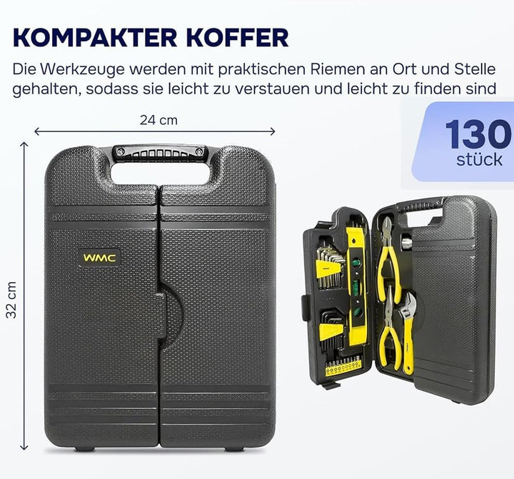 Werkzeugkoffer,Werkzeug Set,Werkzeugkoffer Klein,130in 1 Werkzeug-Set mit Schraubendreher Hammer Spi