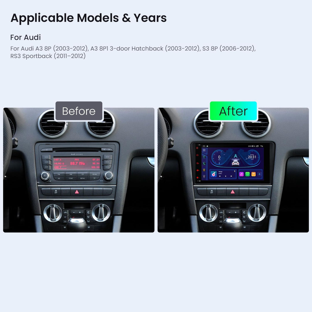 XTRONS 8 Zoll IPS HD Bildschirm Android 14 Autoradio Octa Core 4GB 64GB Eingebautes 4G DSP Car Play