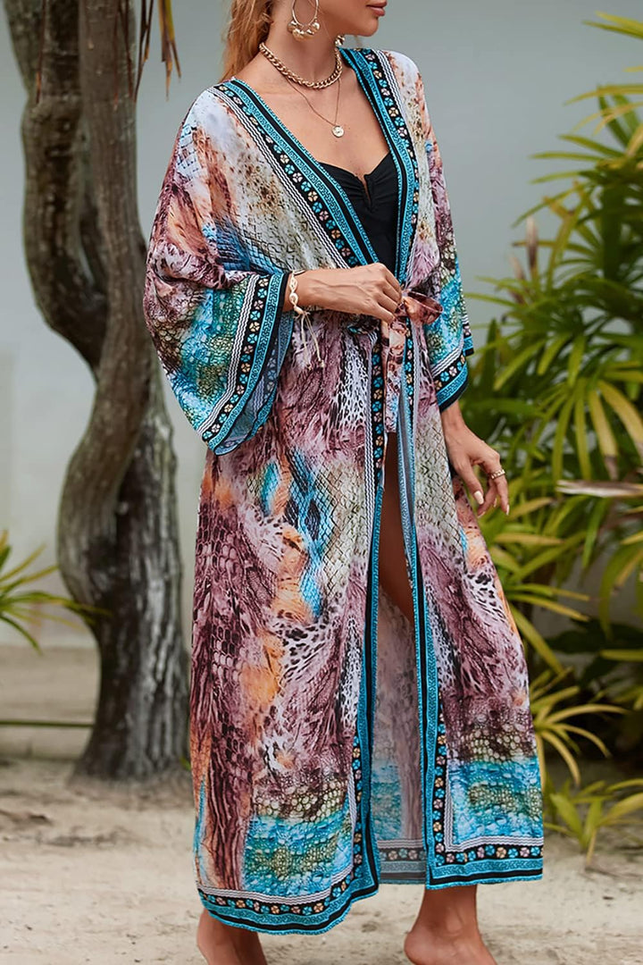 YouKD Damen Bohemian Cardigan Maxikleid Strand Vertuschung Robe Lange Kimono Robs One Size Einheitsg