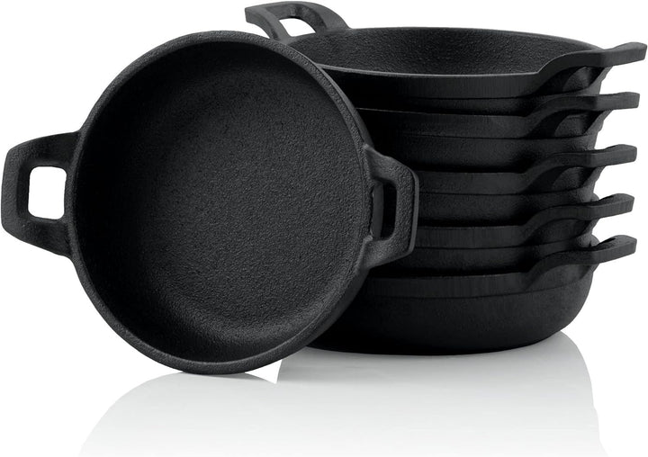 BBQ-Toro Gusseisen Grillpfännchen (6-er Set) | Ø 13 cm | bereits eingebrannt - preseasoned | Gusseis
