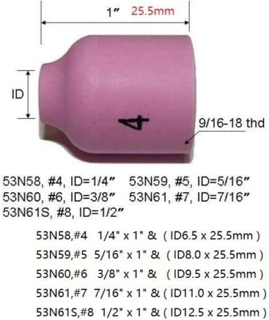 RIVERWELD WIG-Aluminiumoxid-Düse 13N08 4# 796F70 3# 796F74 3# 53N59 5# 53N59XXL 5# Gaslinse 45V43 Ø1