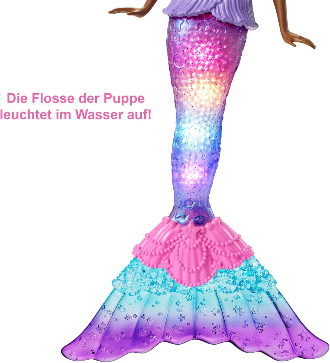 Barbie Dreamtopia Meerjungfrau, Meerjungfrau mit braunen Haaren, 4 Licht- und Soundeffekte, Barbiepu