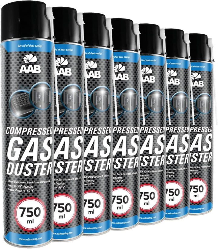 AAB Druckluftspray 7 x 750ml, Druckgasreiniger, Druckluft, Reinigung von Multimedia- und Bürogeräte,