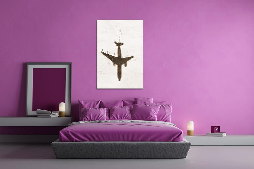 deyoli stürzendes Flugzeug Format: 80x60 Effekt: Sepia als Leinwandbild, Motiv fertig gerahmt auf Ec