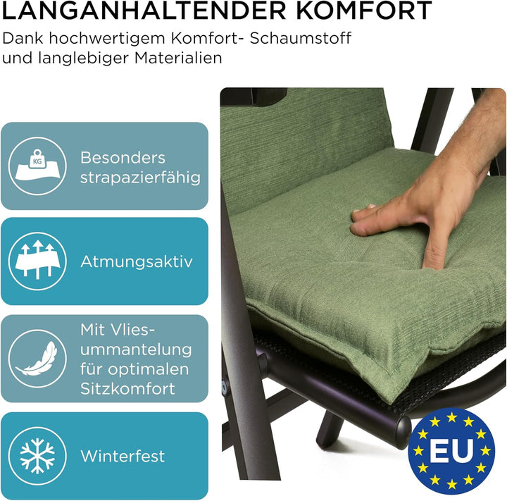 gardisun Gartenstuhlauflagen Hochlehner mit Kopfteil I Extra Dicke Sitzauflagen I Made in Europe I P