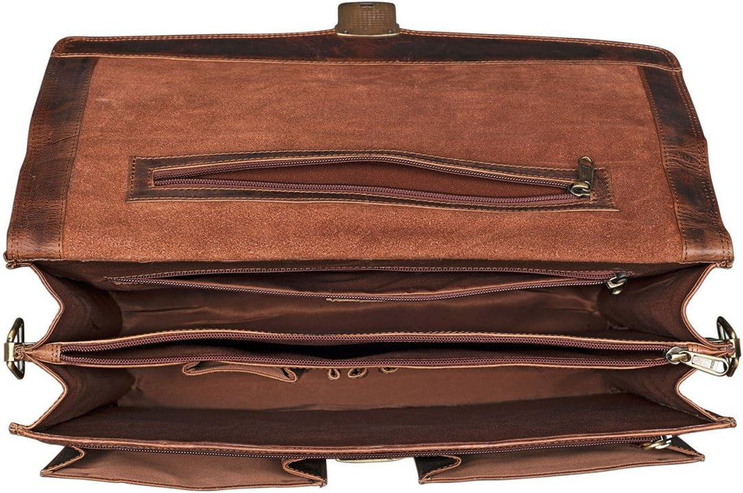 STILORD 'Julian' Aktentasche Leder Elegant Klassische Businesstasche mit Schloss gross aufsteckbar B