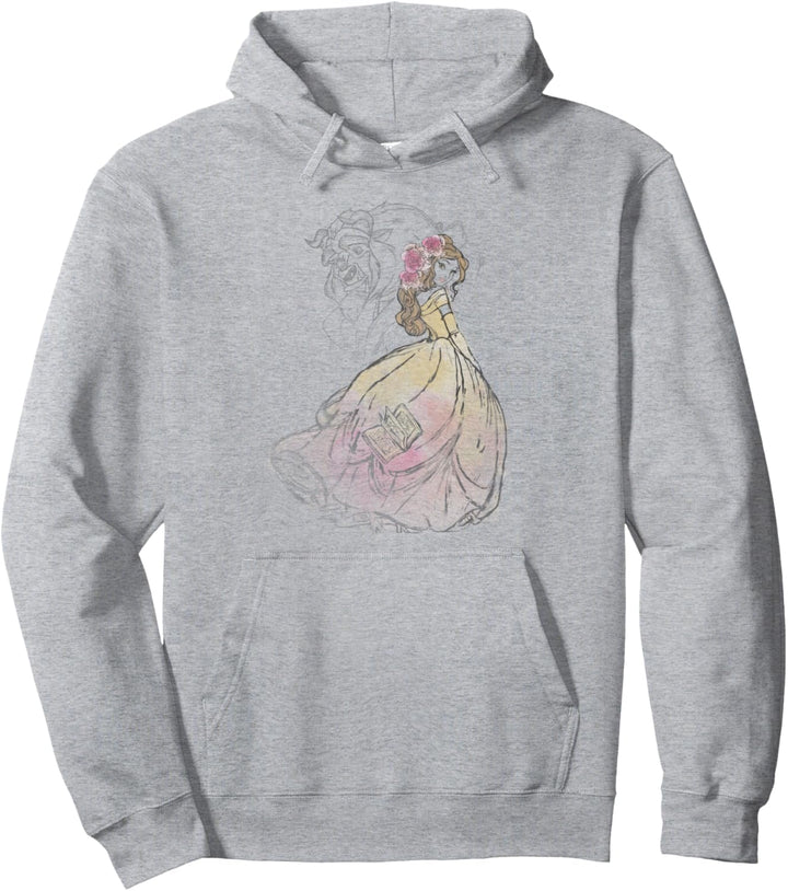 Disney Beauty And The Beast Belle & Beast Sketch Pullover Hoodie