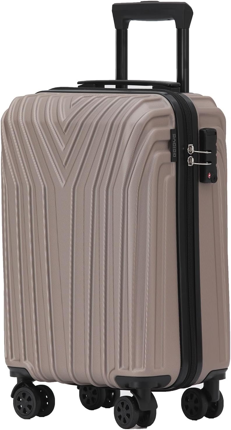 BEIBYE Kofferset Rollkoffer Koffer Hartschale,TSA Schloss, Zwillingsrollen, Erweiterung (Champagner,
