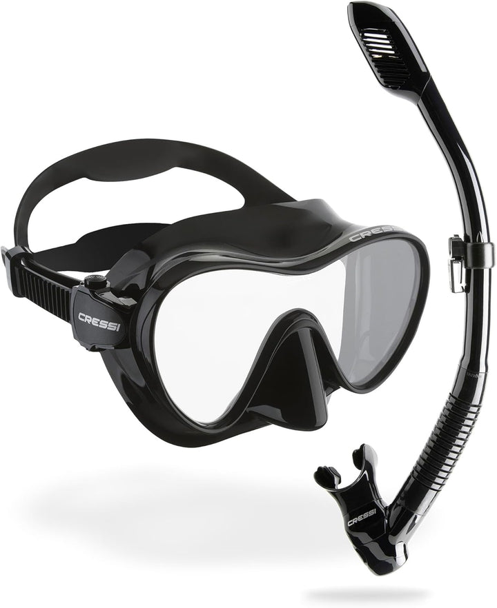 Cressi F1 - Rahmenlose Maske oder Rahmenlose Maske + Schnorchel Dry Combo Set zum Tauchen und Schnor