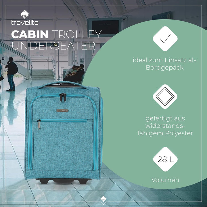 travelite 2-Rad Handgepäck Koffer mit Liquids Bag erfüllt IATA Bordgepäck Mass, Gepäck Serie CABIN U