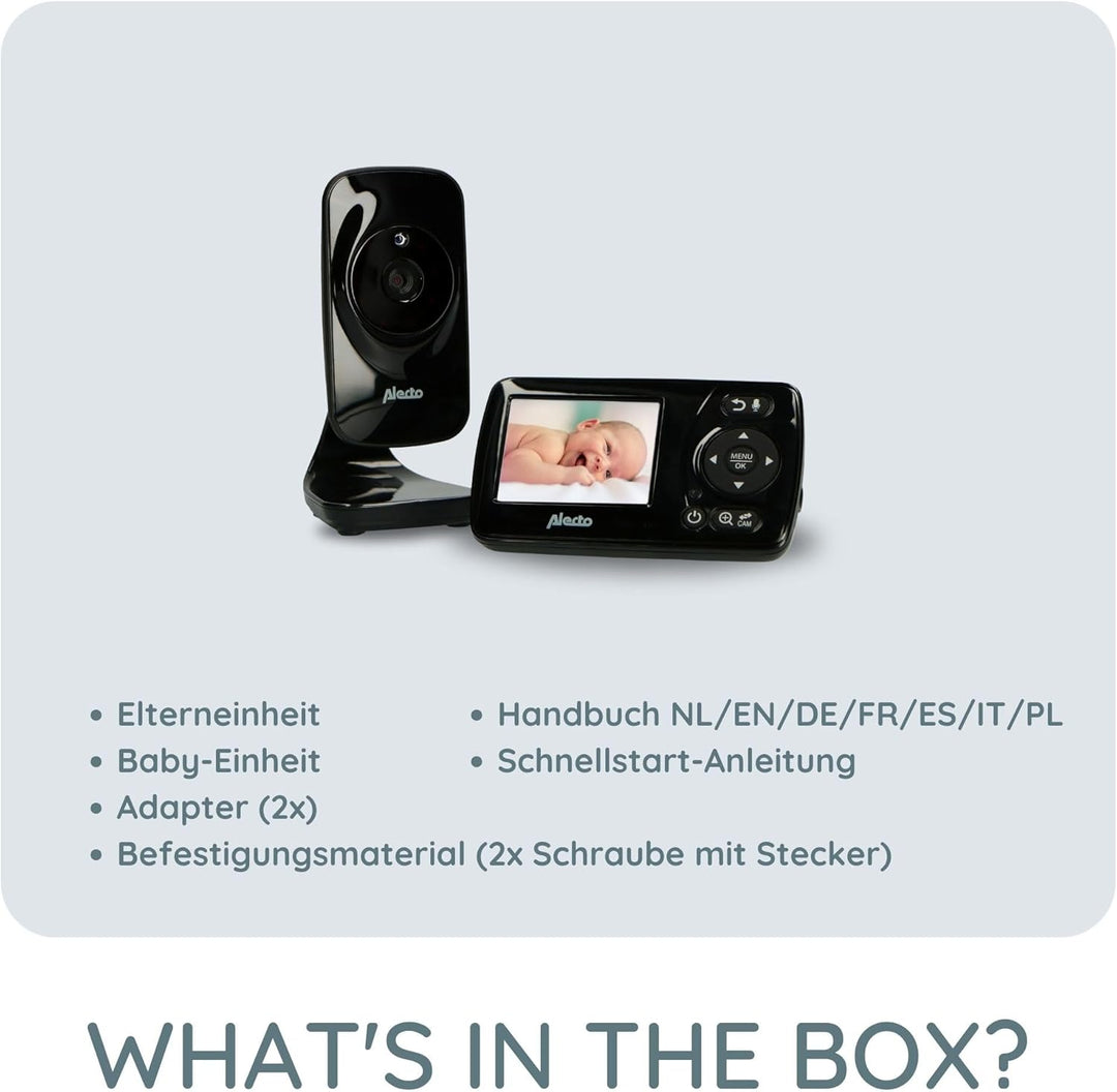 Alecto DVM71BK - Babyphone mit Kamera mit 2.4"-Farbdisplay - Babyfon - Digital Überwachungskamera mi
