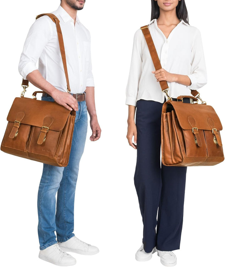 STILORD 'Ludger' Leder Laptop Tasche 15,6 Zoll für Damen und Herren Ordnertasche Echtleder Businesst