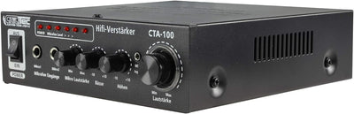 HiFi-Verstärker CTA-100 Cinch Aux In 100 Watt I Stereo 2-Kanal I Mini Endstufe I PC Büro Gaming Schw