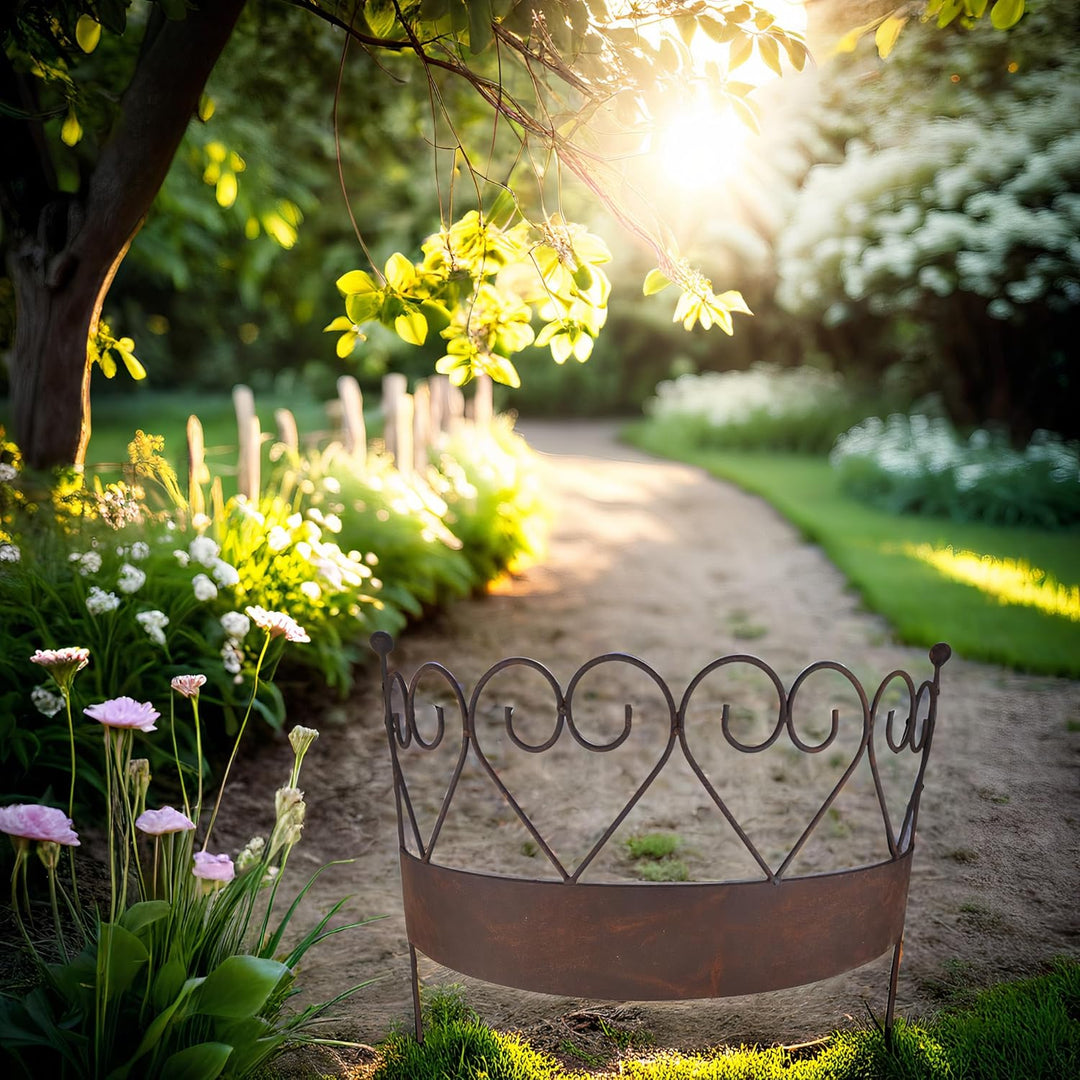 ecosoul Staudenhalter massiv mit Rasenkante Staudenbinder gebogen Rankhilfe 64,5 cm breit x 20cm tie