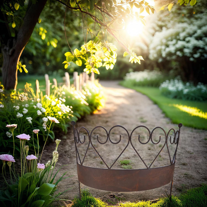 ecosoul Staudenhalter massiv mit Rasenkante Staudenbinder gebogen Rankhilfe 64,5 cm breit x 20cm tie