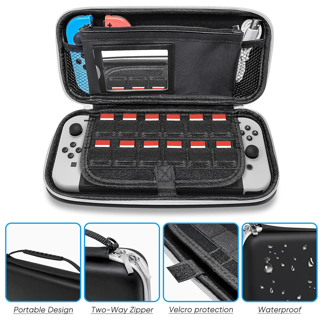 FYOUNG Zubehör Bundle Kompatibel mit Nintendo Switch OLED-Modell mit Tragetasche und Schutzhülle Tra