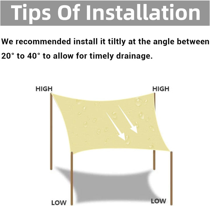 HOMPER Sonnensegel Wasserdicht Sonnenschutz, Oxford-Gewebe, UV-Schutz, für Balkon Terrasse Garten Ca