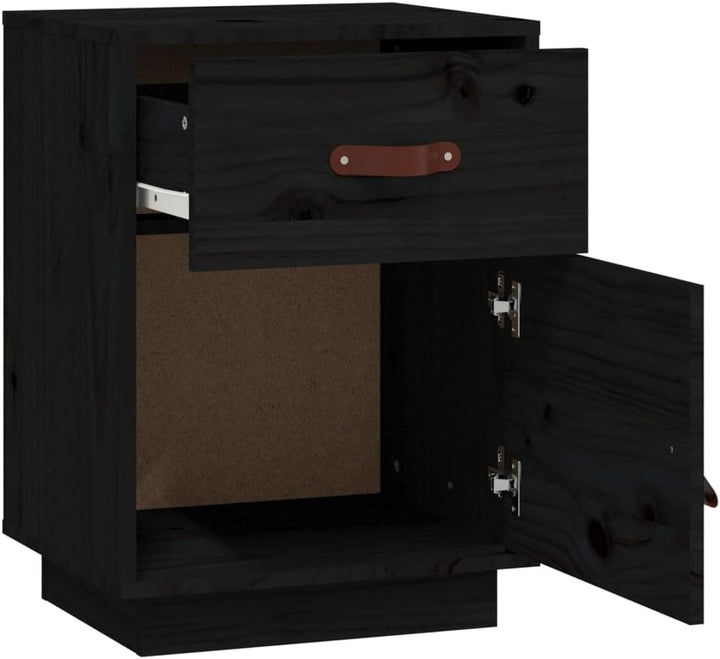 FIRBNUS Bedside Table Nachtkonsole Beistelltisch mit Stauraum Night Stand Nachttische 2er Set Schwar