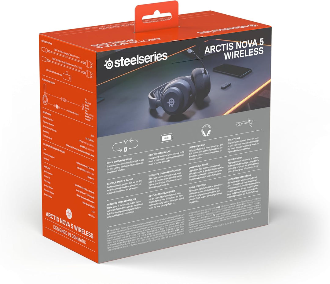SteelSeries Arctis Nova 5 Wireless Gaming Headset – Multi-System – Magnetische Neodym-Treiber – 100+